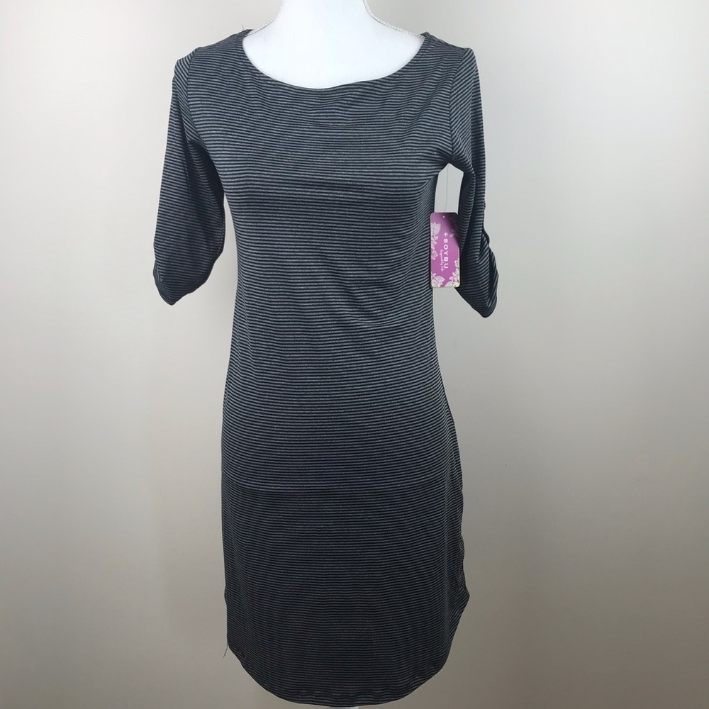 Soybu Knit Black & Grey Striped Dress small - NEW